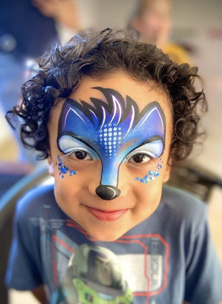Pintura facial raposa azul
